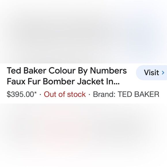 Ted Baker Faux Fur Bomber Jacket Letterman Style Size 1 As New Blue / Teal - Picture 11 of 11